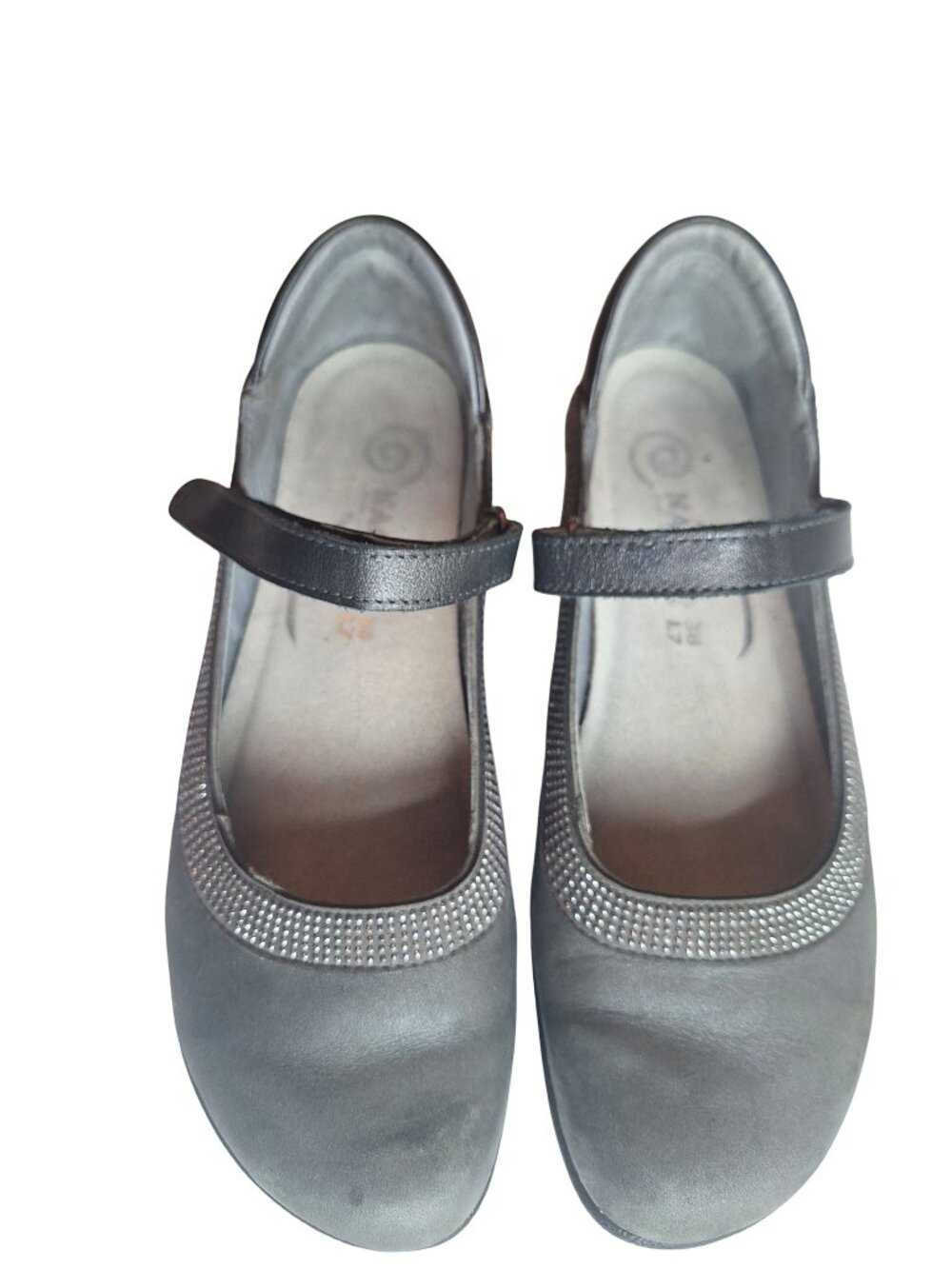 Naot Kirei Gray Leather Rhinestone Mary Jane Shoes Size 7 EU 38 Comfort